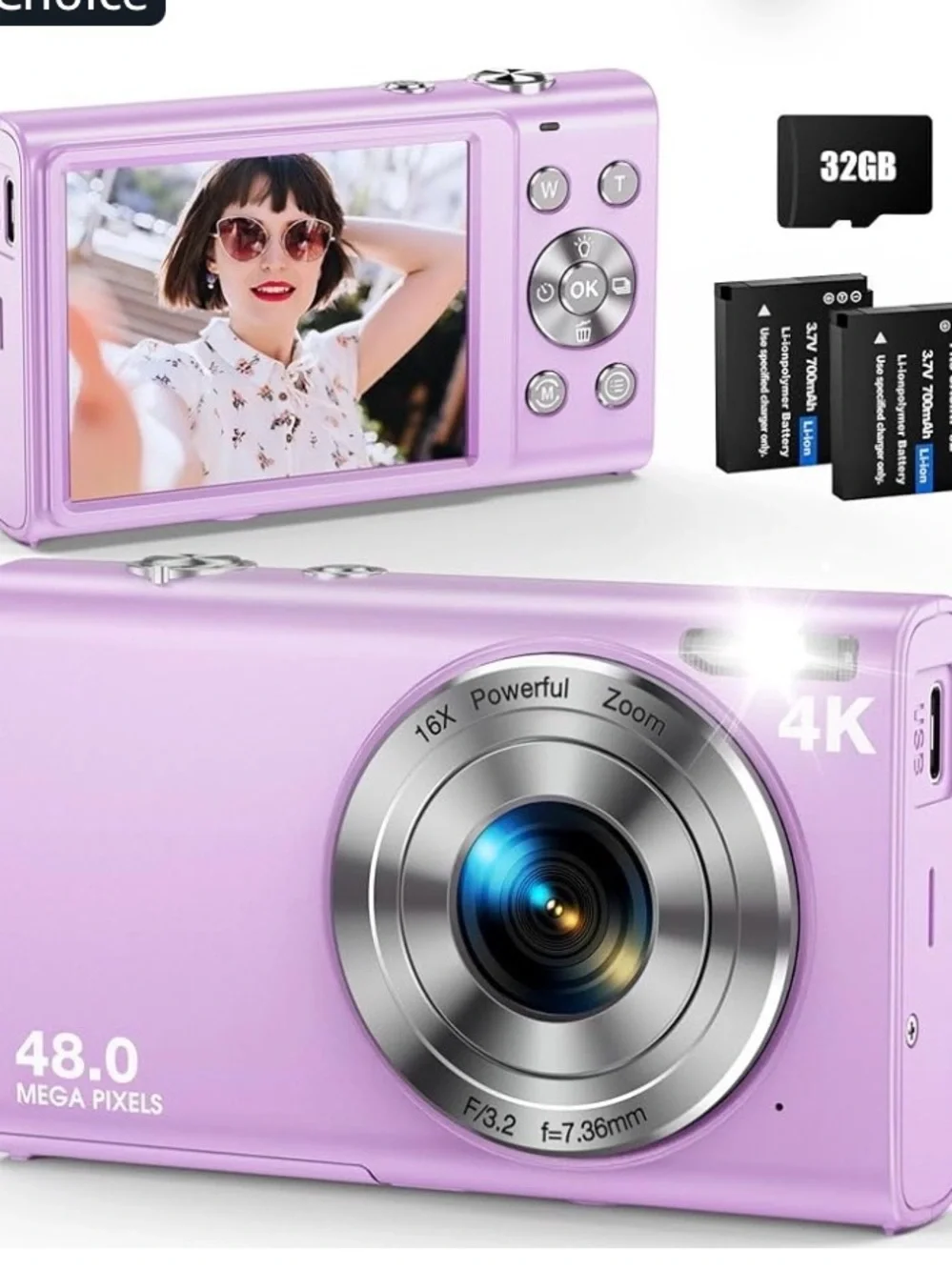 Compact 48mp Digital Camera - purple - anteam from amazon